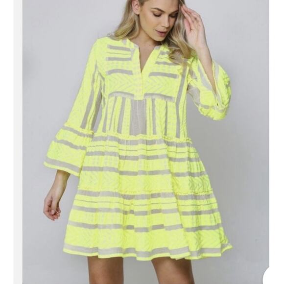 Devotion TWINS Dresses & Skirts - Anthropologie x DEVOTION TWINS ELLA DRESS Yellow Mini Flare Sleeve Size Medium